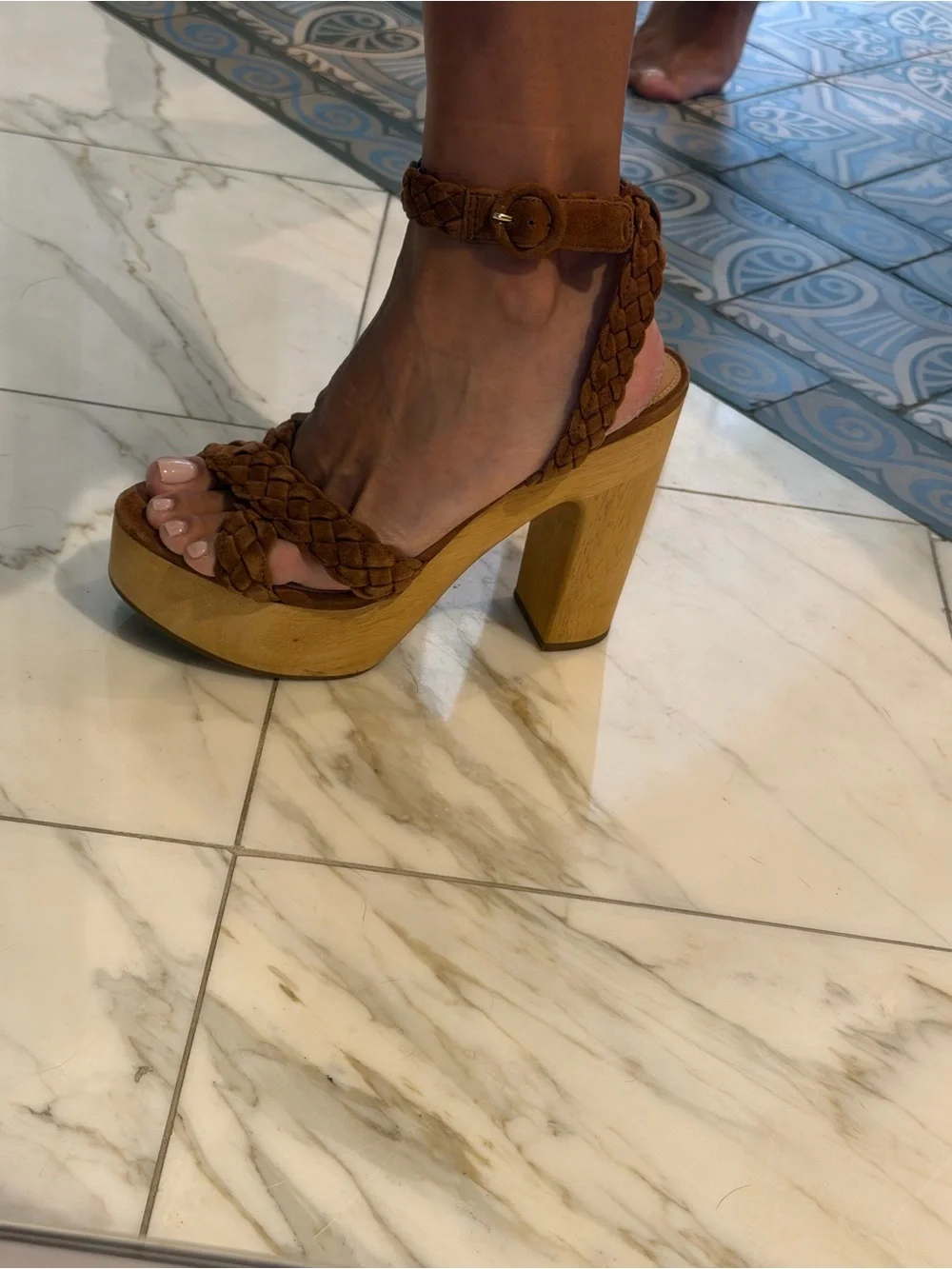 Veronica Beard Braided Strap Brown Suede Women’s Sandals